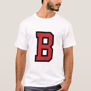 T-shirt Noir rouge de la lettre B   du sport   de fac