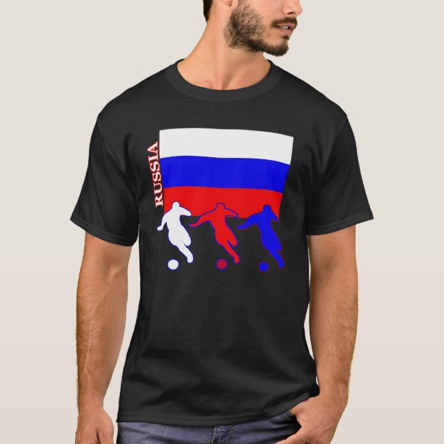 T-shirt noir Russie Football (Devant)