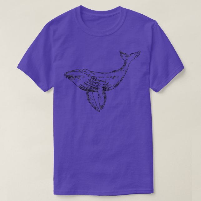 T-shirt Noir simple sur baleine blanche 6 (Design devant)
