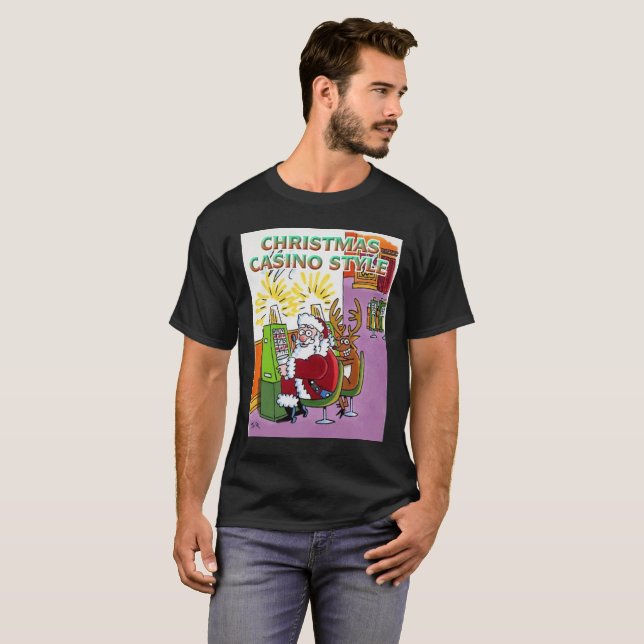 T-shirt noir style Casino de Noël (Devant entier)