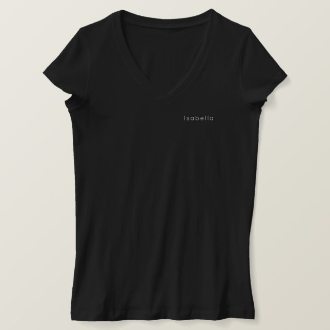T-shirt Noir Stylish Nom personnalisé Femmes Fille (Design devant)