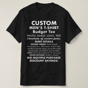 T-shirt noir sur mesure pour hommes
