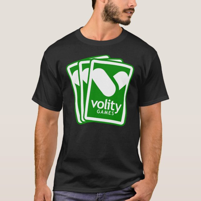 T-shirt Noir T de logo de fan de jeux de Volity (Devant)