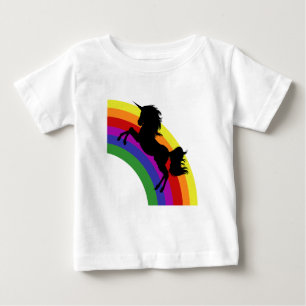 T-shirt noir Unicorne Silhouette arc-en-ciel bébé