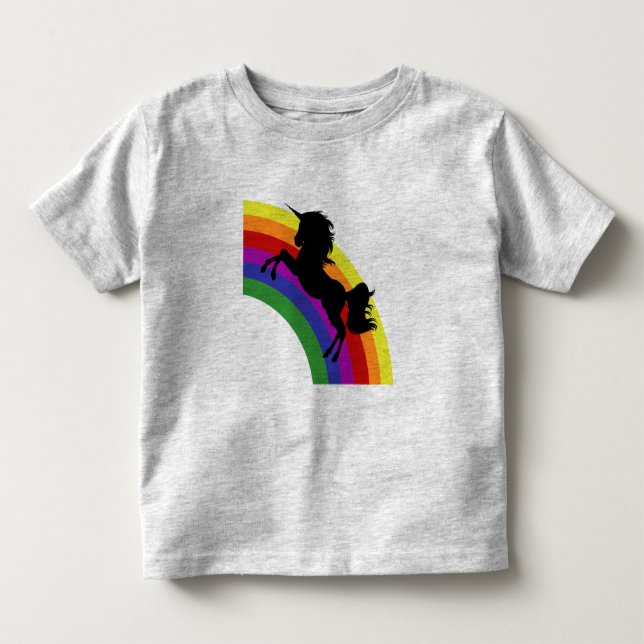 T-shirt noir Unicorne Silhouette Arc-en-ciel Toddl (Devant)