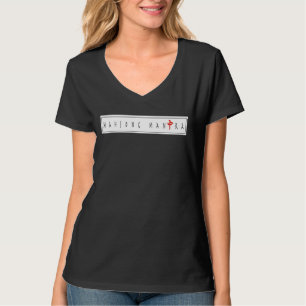 T-shirt noir vêtu de coton V-cou féminin à Mahjong