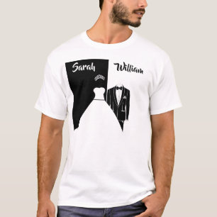 T-shirt noir vêtu de tuxedo blanc mariage