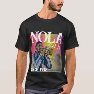 T-shirt NOLA Jazz Trumpet Homme aquarelle peinture