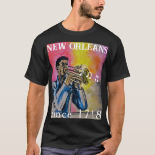 T-shirt NOLA Jazz Trumpet Homme aquarelle Peinture 2