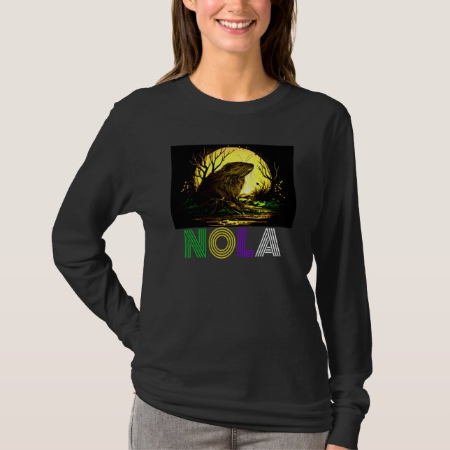 T-shirt Nola Saying New Orleans Mardi Gras Nutria Rat  2 (Devant)