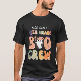 T-shirt Nom 6e année Boo Crew Halloween enseignant noir