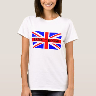 T-shirt nom basset hound sur drapeau