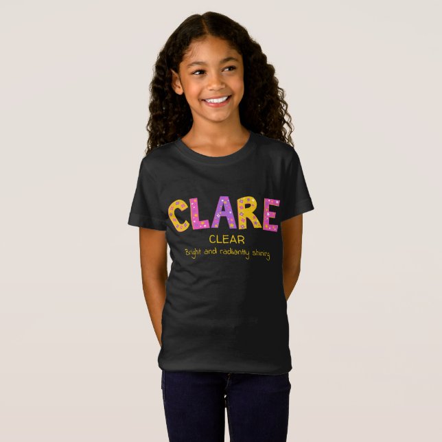 T-Shirt Nom clair signifiant étoile rose violet jaune (Devant entier)