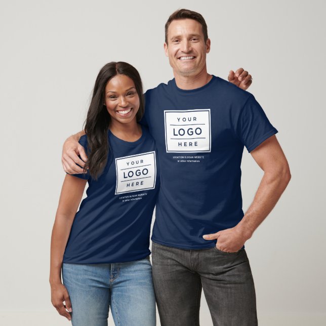 T-shirt Nom commercial et logo personnalisés Navy Blue (Unisexe)