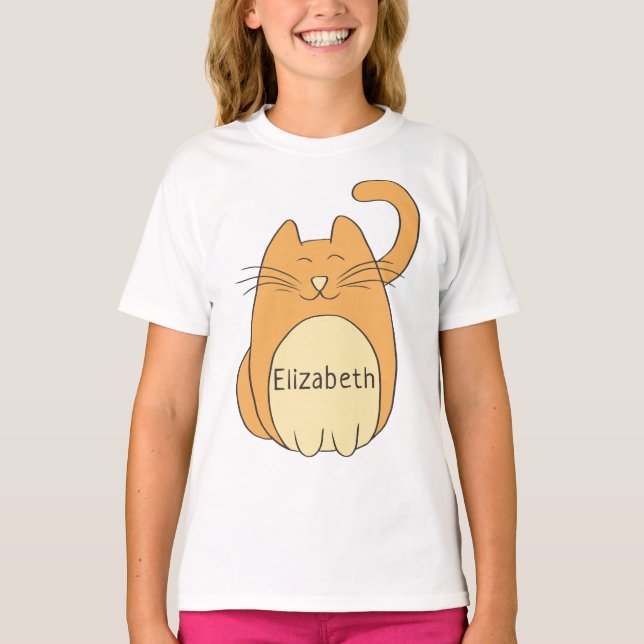 T-shirt Nom d'ajout de chat de dessin| Beige (Devant)