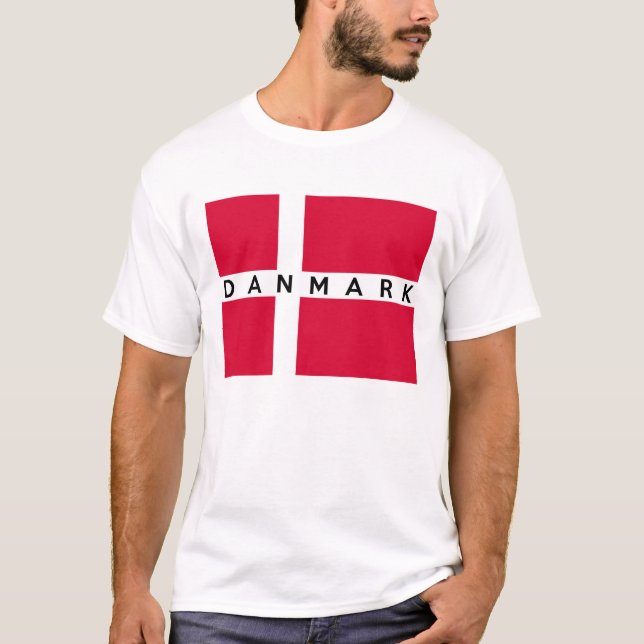 T-shirt nom danois des textes de pays de drapeau de (Devant)