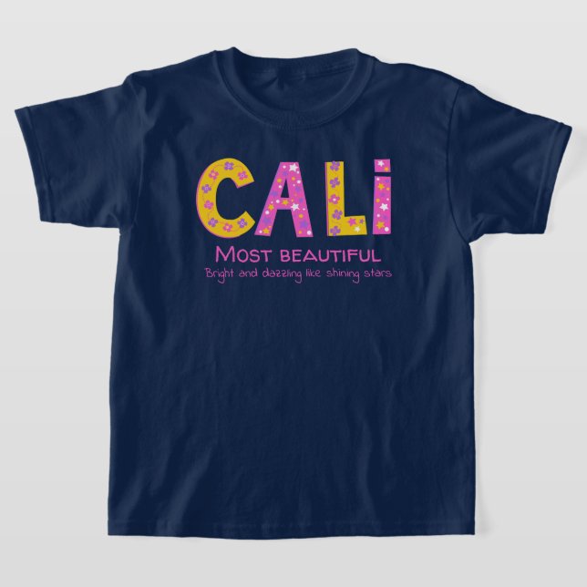 T-shirt Nom de Cali signifiant étoile rose jaune (Poser)