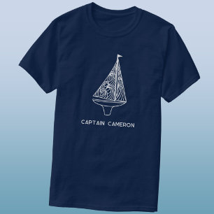 T-shirt Nom de capitaine de bateau de voile nautique