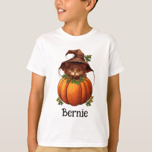 T-shirt Nom de chat citrouille mignon Jack O Lantern Hallo