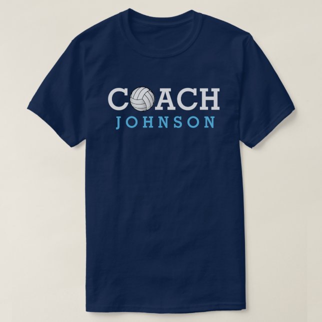 T-shirt Nom de coutume d'entraîneur de volleyball (Design devant)