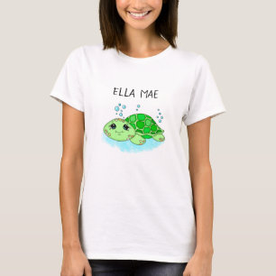 T-shirt Nom de dessin personnalisé de la tortue mûre