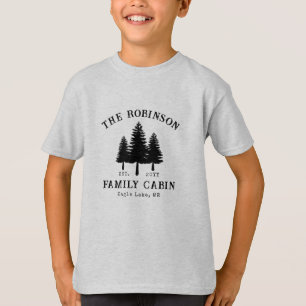 T-shirt Nom de famille Cabane Rustique Campagne Arbres 