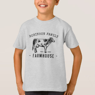 T-shirt Nom de famille Farmhouse Rustique Lait Vache