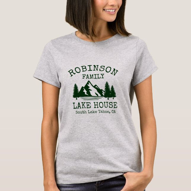 T-shirt Nom de famille Lake House Forest Green Silhouette (Devant)