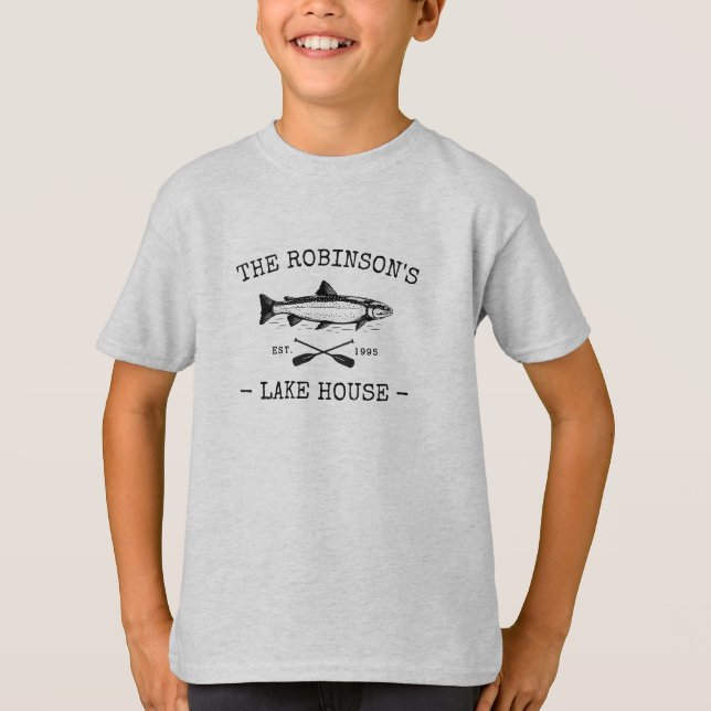T-shirt Nom de famille Lake House Poisson rustique Oars Gr (Devant)