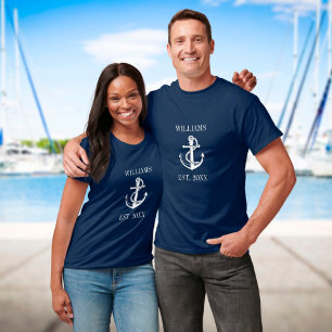 T-shirt Nom de famille personnalisé Ancre de bateau nautiq