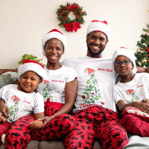 T-shirt Nom de famille personnalisé Arbre de Noël Père Noë