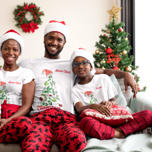 T-shirt Nom de famille personnalisé Arbre de Noël Père Noë