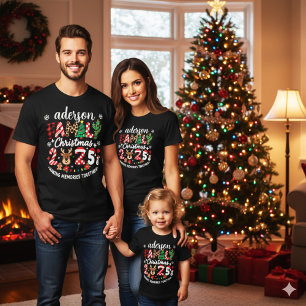 T-shirt Nom de famille personnalisé Noël 2025 Fête festive