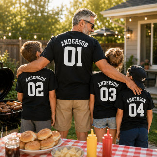 T-shirt Nom de famille personnalisé Papa Jersey Fête des P