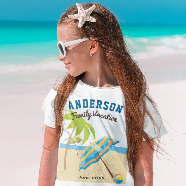 T-shirt Nom de famille personnalisé Summer Beach Vacances (Créateur téléchargé)
