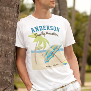 T-shirt Nom de famille personnalisé Vacances d'été à la pl