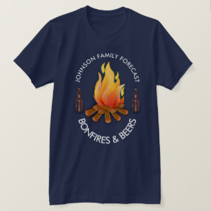 T-shirt "(Nom de famille) Prévision : Bonfires et bières"