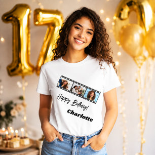 T-shirt Nom de film de collage de photo anniversaire femme