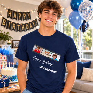T-shirt Nom de film de collage de photo anniversaire homme