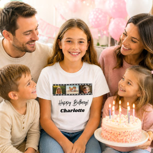 T-shirt Nom de film de collage photo fille d'anniversaire