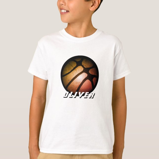 T-shirt Nom de la balle de basketball noir orange métalliq (Devant)