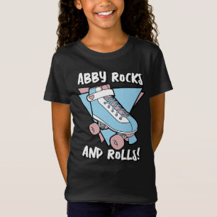 T-Shirt Nom de la fille Patinage à roulettes bleu Pastel