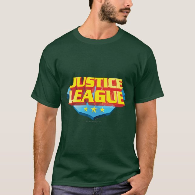 T-shirt Nom de la ligue de justice et logo du bouclier (Devant)