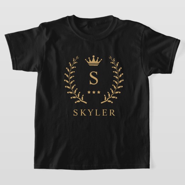 T-shirt Nom de la Personnaliser et premier monogramme noir (Poser)