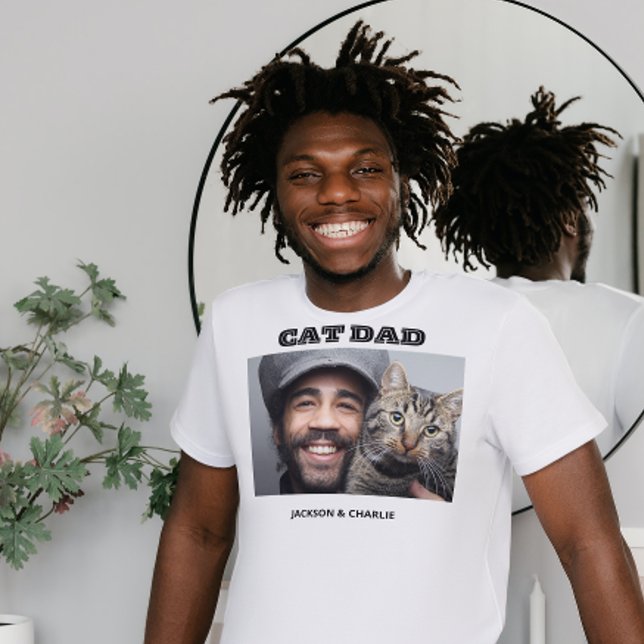 T-shirt nom de la photo personnalisée Cat dad chat daddy t (Créateur téléchargé)