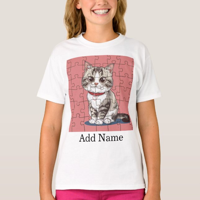 T-shirt Nom de la photo personnalisée Texte Puzzle personn (Devant)