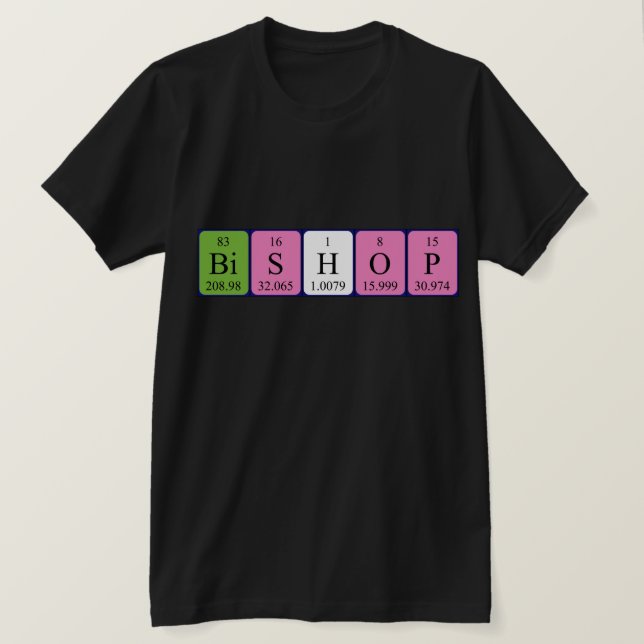 T-shirt Nom de la table périodique de l'évêque chemise (Design devant)