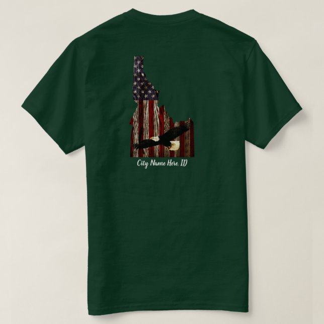 T-SHIRT NOM DE LA VILLE PERSONNALISÉE EAGLE BRNT WD - IDAH (Design dos)