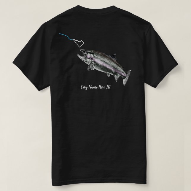 T-SHIRT NOM DE LA VILLE PERSONNALISÉE STEELHEAD ICI PÊCHE  (Design dos)