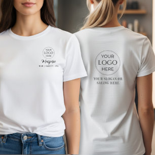T-shirt Nom de l'employé en écriture noire Logo de l'entre